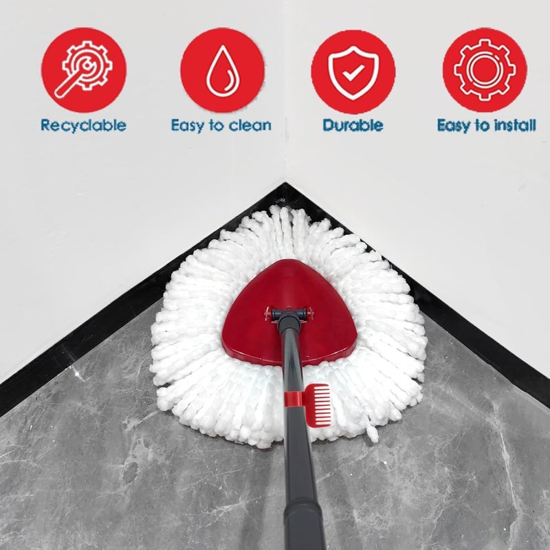 SuperAbound 4 Pack Spin Mop Replacement Head Compatible with O Cedar EasyWring 1 Tank Microfiber, 30-58" Handle, Upgraded Triangle Mop Base and Scrub Brush Combo Set - Image 5